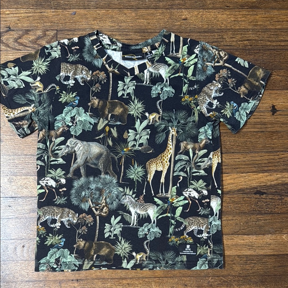 Rock Your Kid -Kids Jungle Print T-Shirt - Black